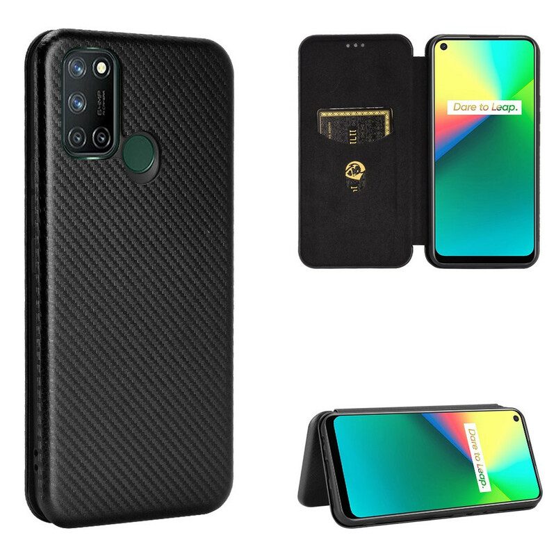 Folio-fodral För Realme 7i Läderfodral Silicon Carbon