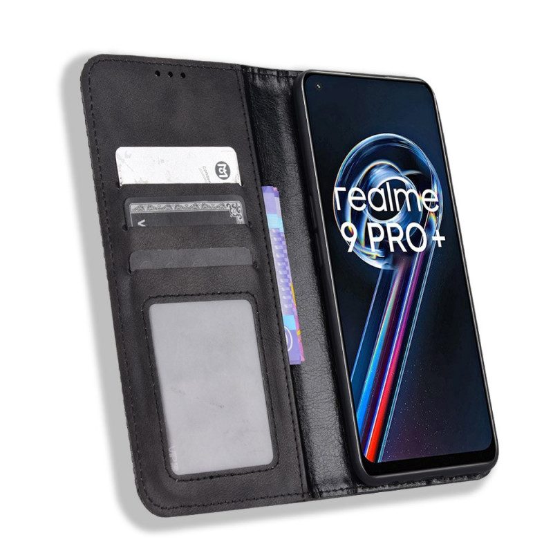 Folio-fodral För Realme 9 5G Läderfodral Utformad Vintage Lädereffekt