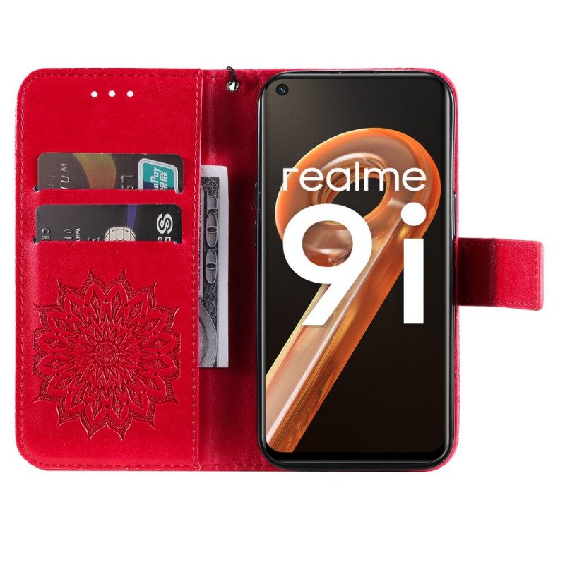 Folio-fodral För Realme 9i Solrosmandala