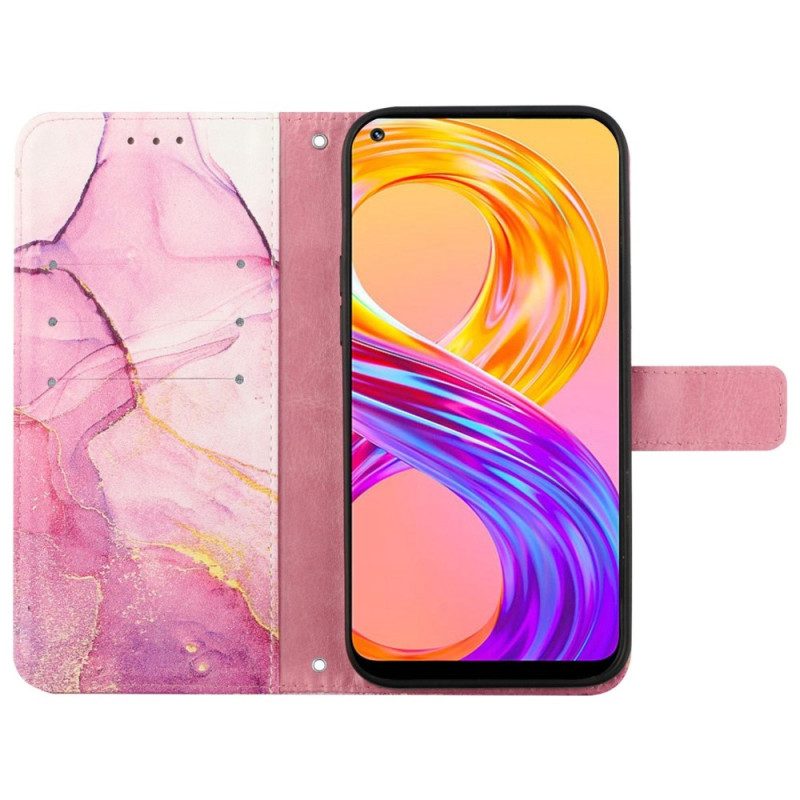 Folio-fodral För Realme C35 Med Kedjar Marmorrem