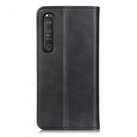 Folio-fodral För Sony Xperia 1 III Läderfodral Elegance Split Läder