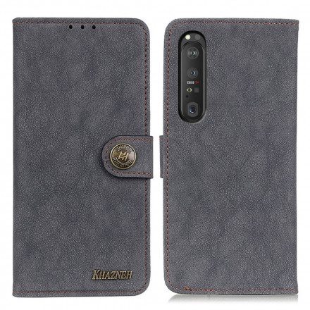 Folio-fodral För Sony Xperia 1 III Retro Split Konstläder Khazneh