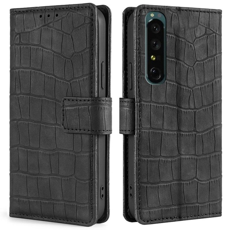 Folio-fodral För Sony Xperia 1 IV Krokodilstil