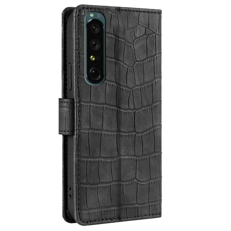 Folio-fodral För Sony Xperia 1 IV Krokodilstil