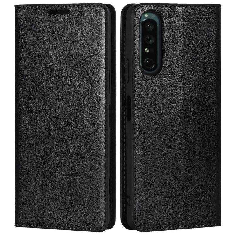 Folio-fodral För Sony Xperia 1 IV Läderfodral Äkta Läder