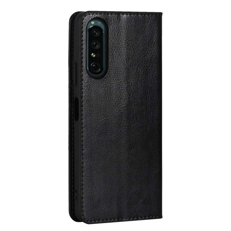 Folio-fodral För Sony Xperia 1 IV Läderfodral Äkta Läder