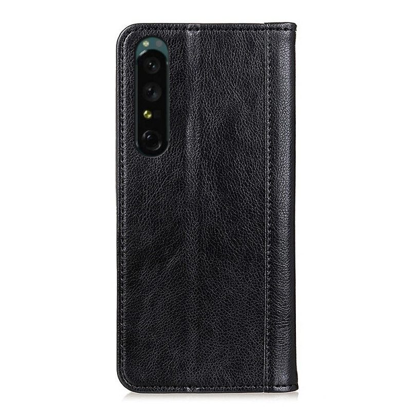 Folio-fodral För Sony Xperia 1 IV Läderfodral Klassiskt Delat Läder