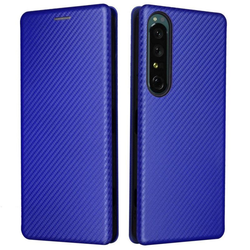 Folio-fodral För Sony Xperia 1 IV Läderfodral Kolfiberstruktur