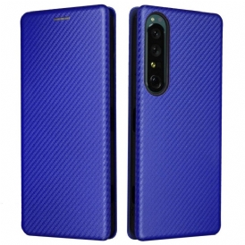 Folio-fodral För Sony Xperia 1 IV Läderfodral Kolfiberstruktur