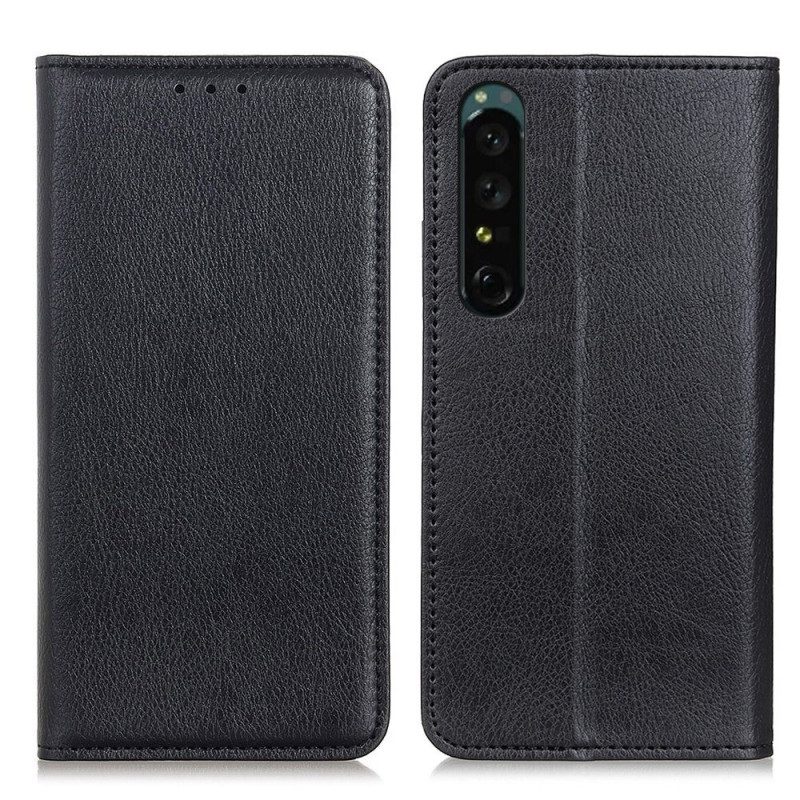 Folio-fodral För Sony Xperia 1 IV Läderfodral Litchi Split Läder