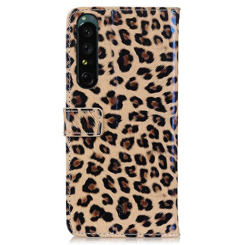 Folio-fodral För Sony Xperia 1 IV Leopardhudeffekt