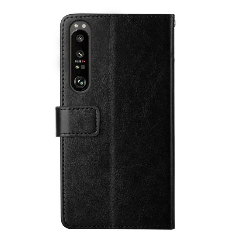 Folio-fodral För Sony Xperia 1 IV Med Kedjar Y Strappy Mönster