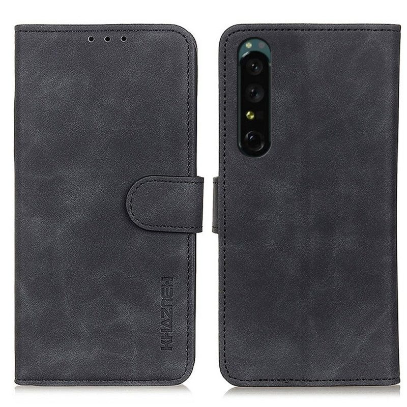 Folio-fodral För Sony Xperia 1 IV Vintage Lädereffekt Khazneh