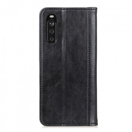 Folio-fodral För Sony Xperia 10 III Läderfodral Elegance Split Litchi Läder