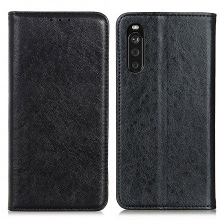 Folio-fodral För Sony Xperia 10 III Läderfodral Texturerat Delat Läder