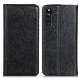 Folio-fodral För Sony Xperia 10 III Läderfodral Texturerat Delat Läder