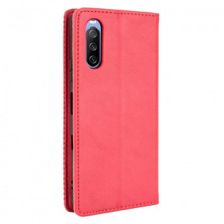 Folio-fodral För Sony Xperia 10 III Läderfodral Vintage Stiliserad Lädereffekt