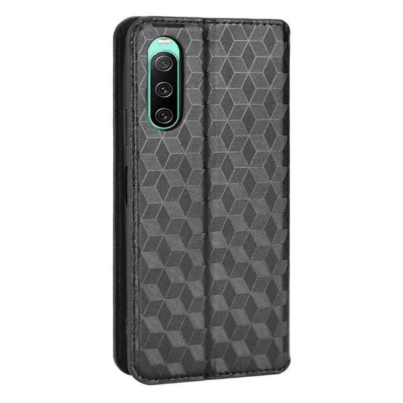 Folio-fodral För Sony Xperia 10 IV Läderfodral 3d-kuber