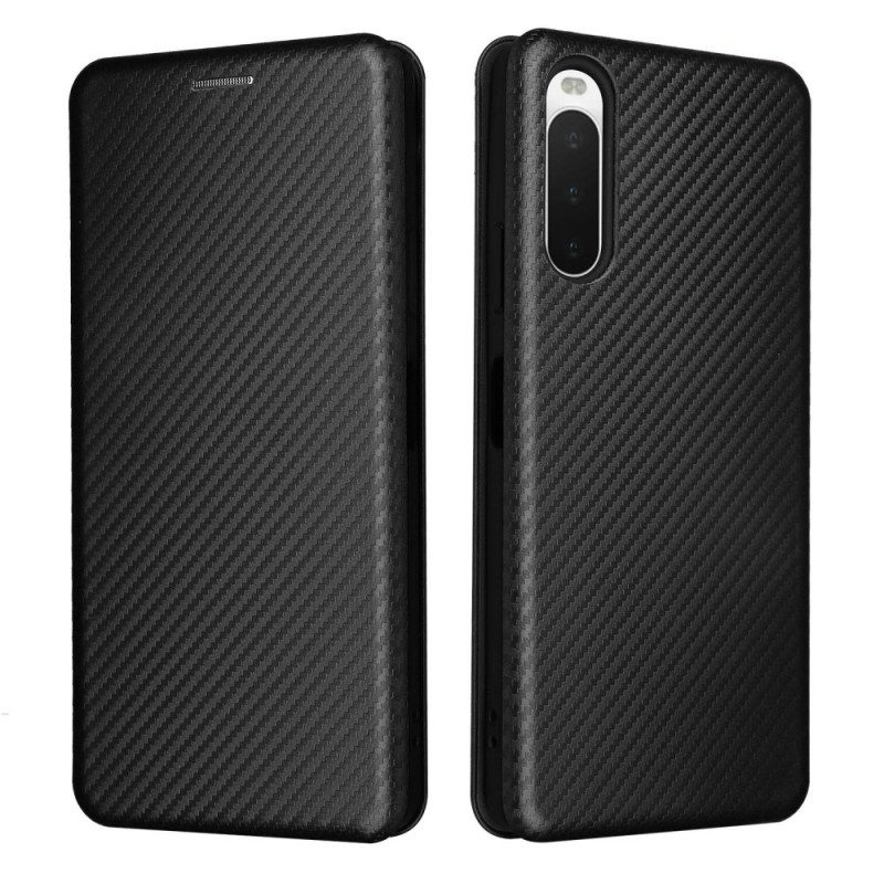 Folio-fodral För Sony Xperia 10 IV Läderfodral Kolfiberstruktur
