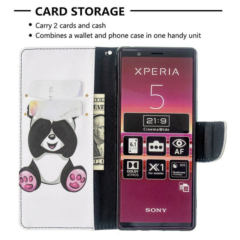 Folio-fodral För Sony Xperia 5 Panda Kul