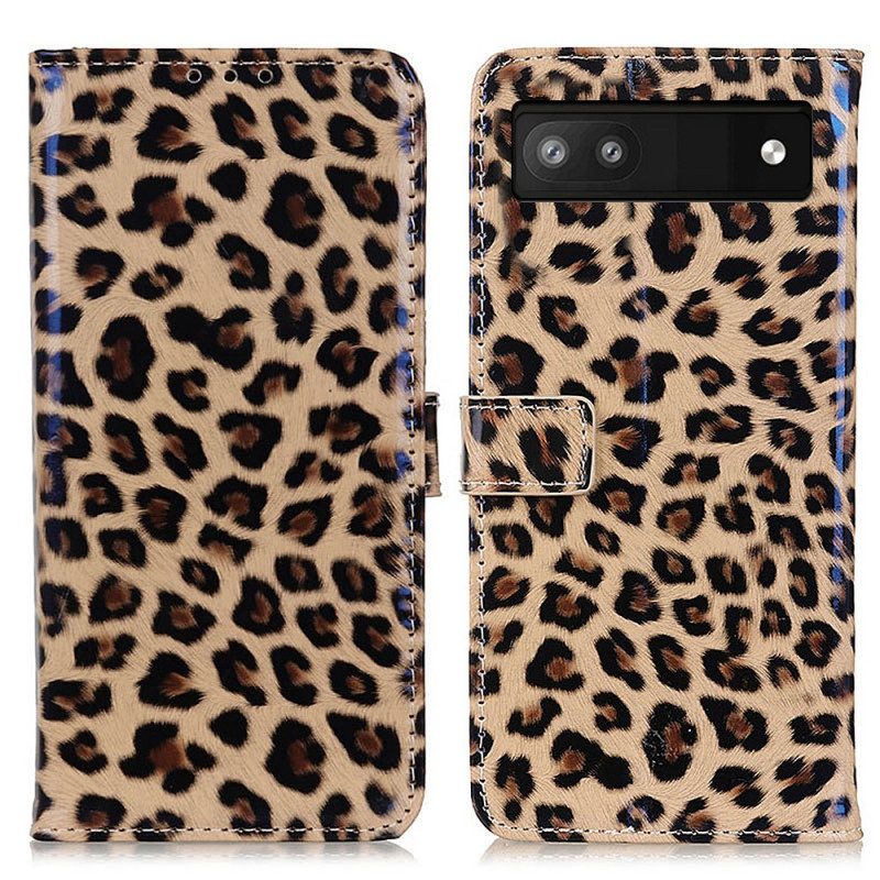 Läderfodral För Google Pixel 6A Leopardhudstil