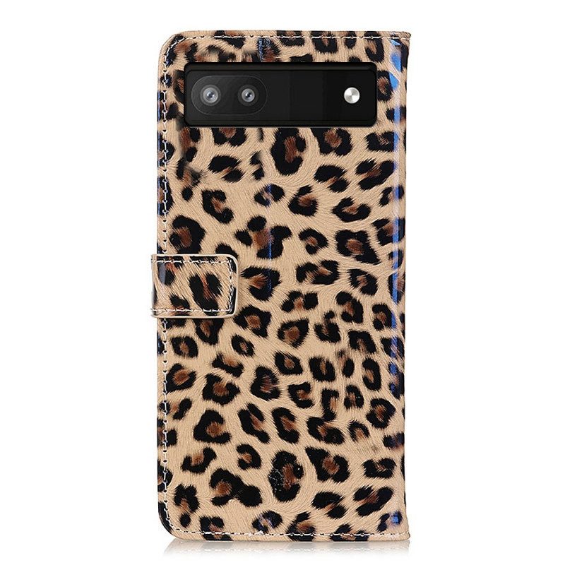 Läderfodral För Google Pixel 6A Leopardhudstil