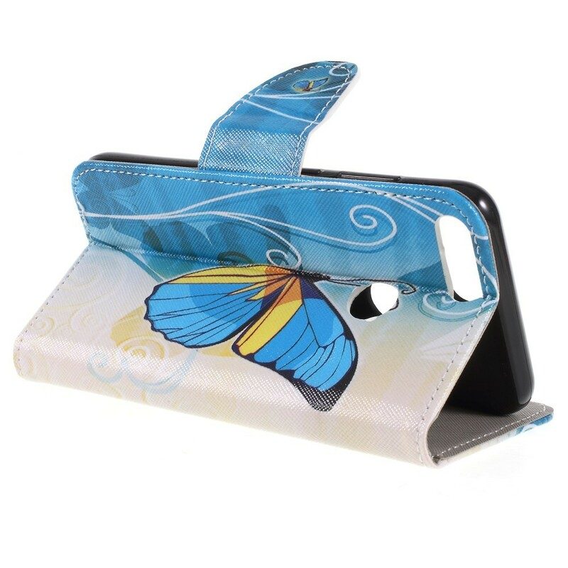 Läderfodral För Honor 9 Lite Fjärilar