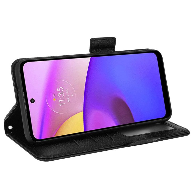 Läderfodral För Moto E40 / E30 / E20 Folio-fodral Dubbla Nya Färger Klaff