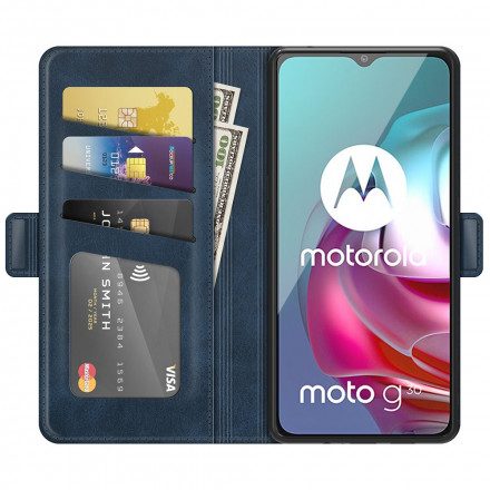 Läderfodral För Moto G10 / G30 Folio-fodral Dubbel Klaff