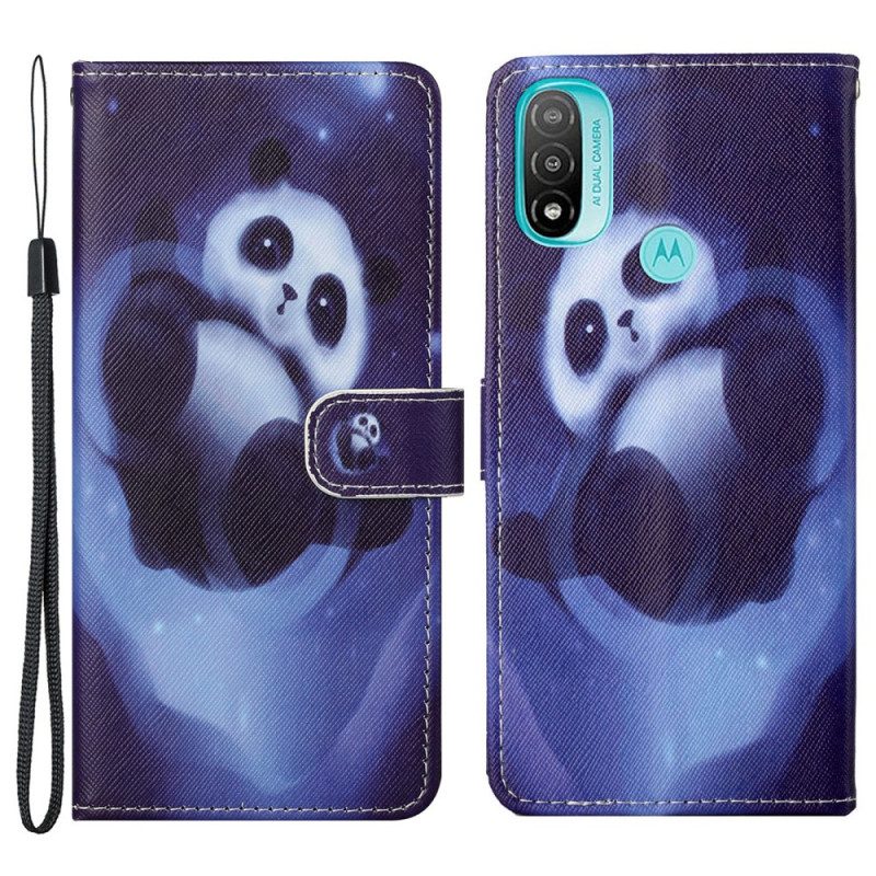 Läderfodral För Moto G71 5G Med Kedjar Thong Space Panda