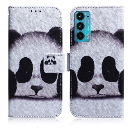 Läderfodral För Motorola Edge 20 Panda Ansikte