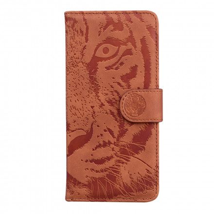 Läderfodral För Motorola Edge 20 Tiger Face Print