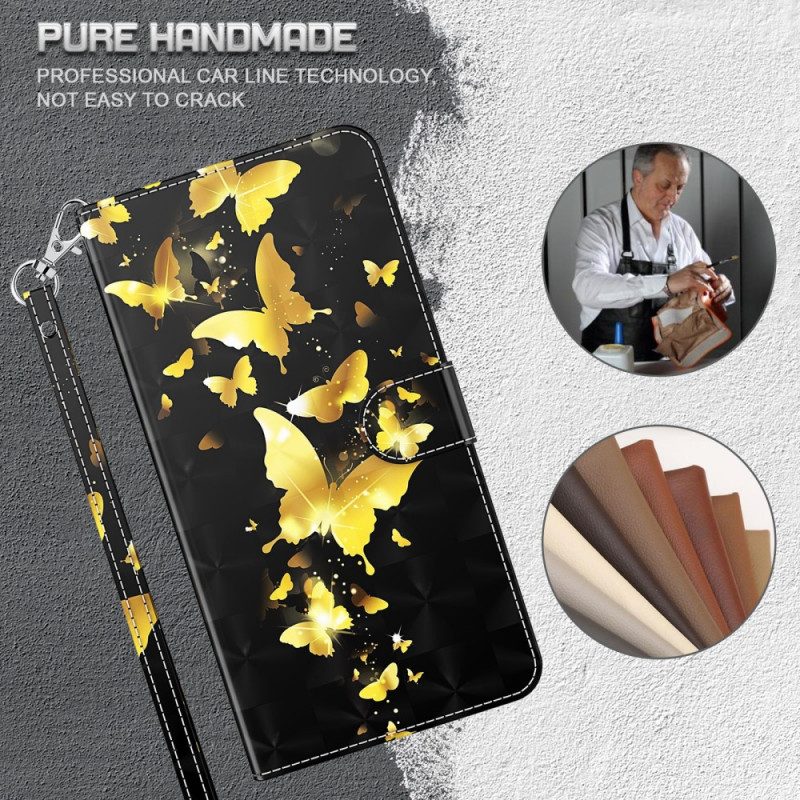 Läderfodral För OnePlus 10 Pro 5G Med Kedjar Thongfjärilar