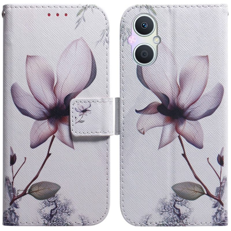 Läderfodral För Oppo Reno 8 Lite Rosa Blomma