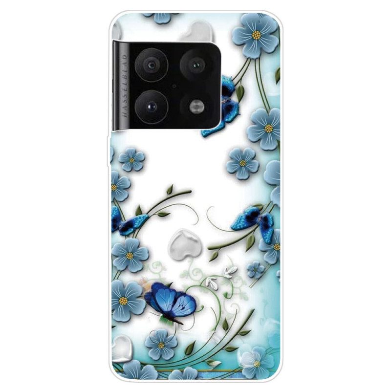 Mobilskal För OnePlus 10 Pro 5G Retro Fjärilar Och Blommor