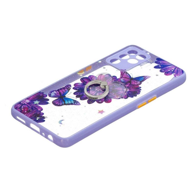 Mobilskal För Oppo A94 5G Lila Blomfjäril Med Ring