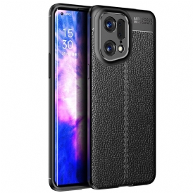 Mobilskal För Oppo Find X5 Pro Double Line Litchi Lädereffekt