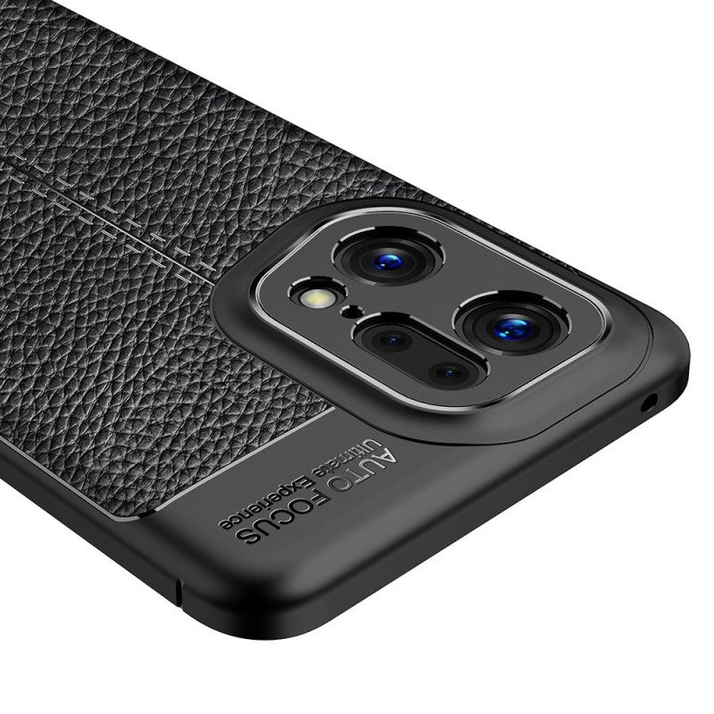 Mobilskal För Oppo Find X5 Pro Double Line Litchi Lädereffekt