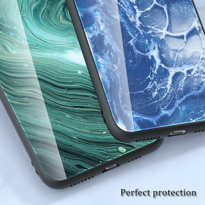 Mobilskal För Oppo Reno 8 Marmorfärger Härdat Glas