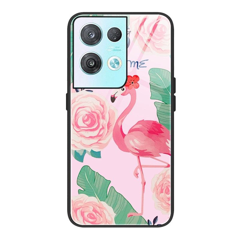 Mobilskal För Oppo Reno 8 Pro Flamingo Härdat Glas