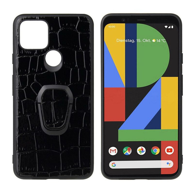 Skal För Google Pixel 5 Crocodile Style Ring-stöd