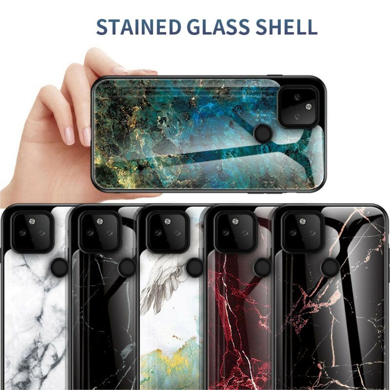 Skal För Google Pixel 5A Premium Färger Härdat Glas