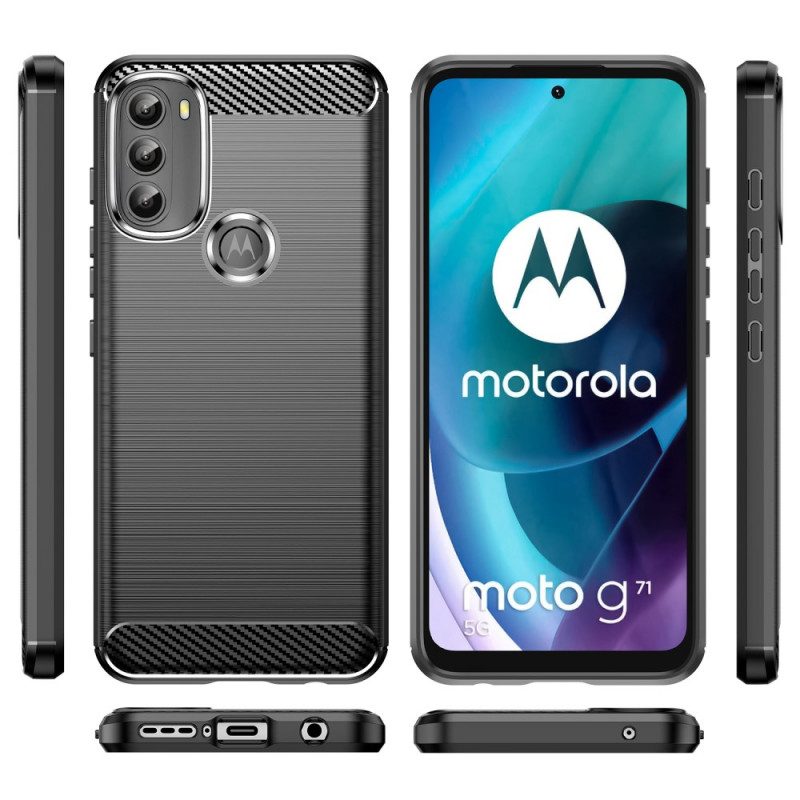 Skal För Moto G71 5G Borstad Kolfiber