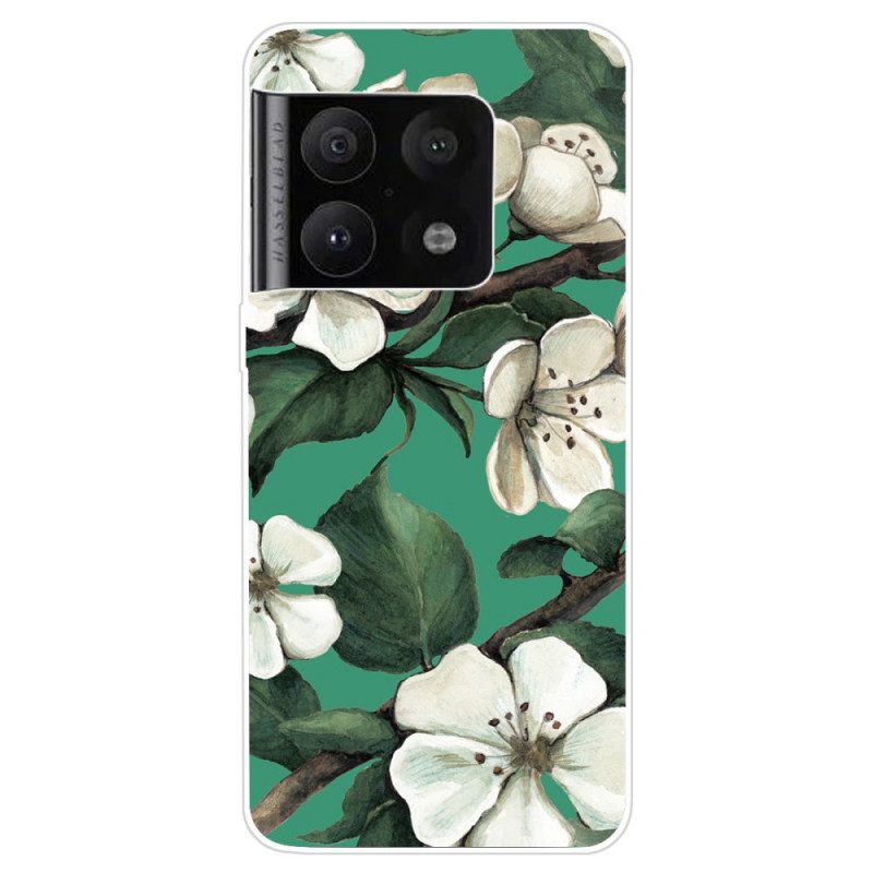 Skal För OnePlus 10 Pro 5G Målade Vita Blommor