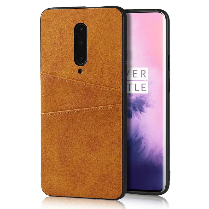 Skal För OnePlus 7 Pro Dubbel Korthållare I Lädertextur