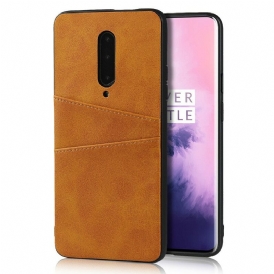 Skal För OnePlus 7 Pro Dubbel Korthållare I Lädertextur