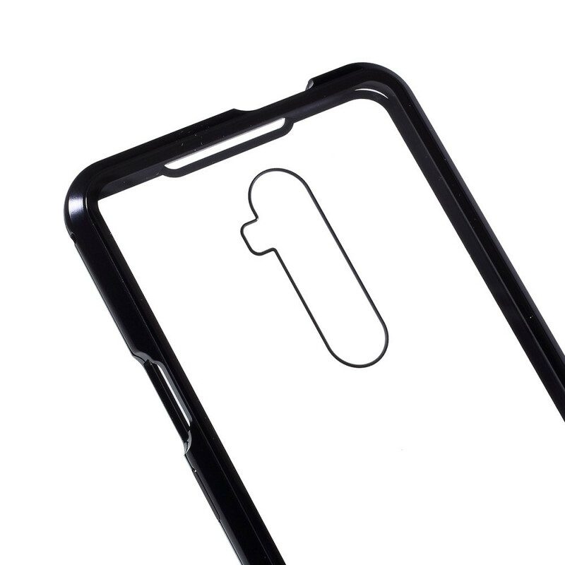 Skal För OnePlus 7T Pro Metallkanter Och Härdat Glas