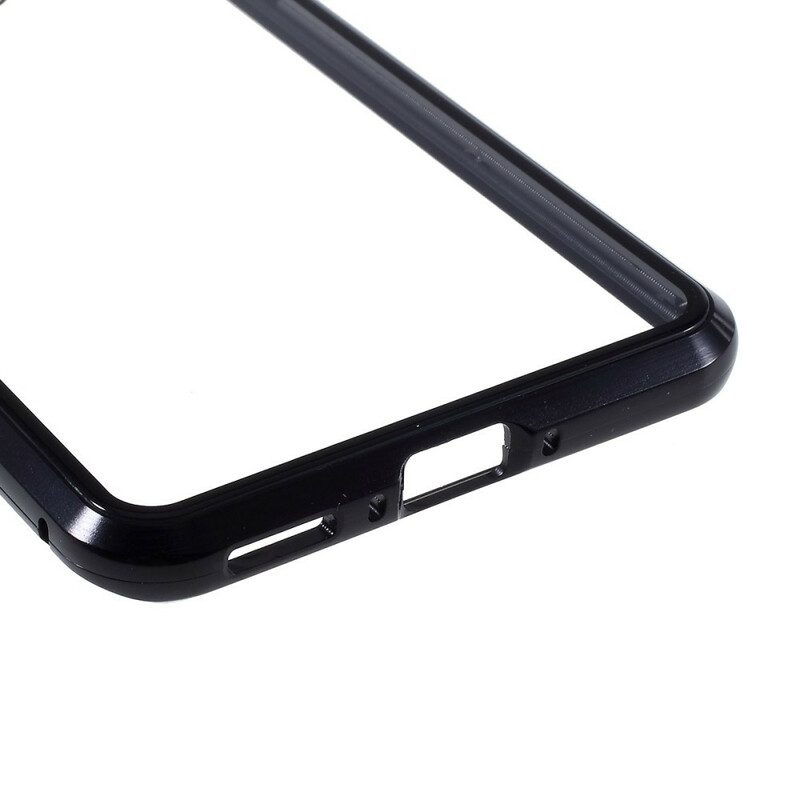 Skal För OnePlus 7T Pro Metallkanter Och Härdat Glas