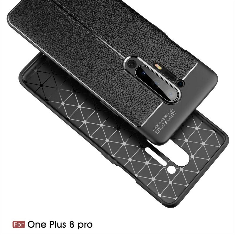 Skal För OnePlus 8 Pro Double Line Litchi Lädereffekt