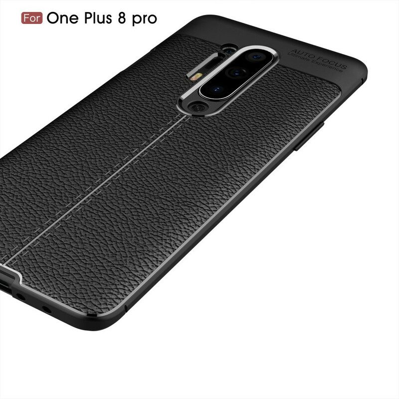 Skal För OnePlus 8 Pro Double Line Litchi Lädereffekt